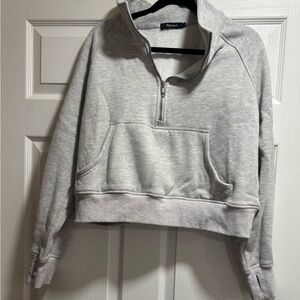 Gray Quarter-Zip Women's Sweatshirt
